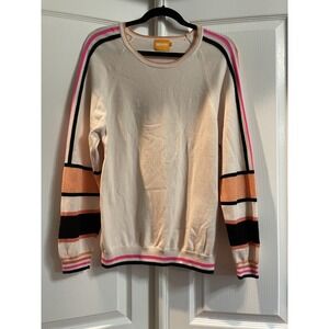 Wispr Sweater Womens Medium Multicolor Striped Lightweight Crewneck Pullover Top